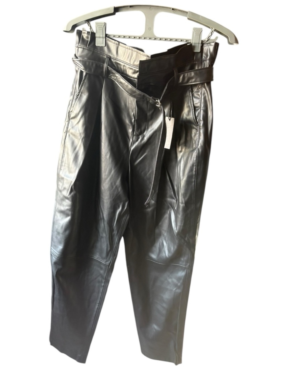 BLANKNYC Faux Leather Paperbag Waist Pants Black NWT Size 26/Size 31